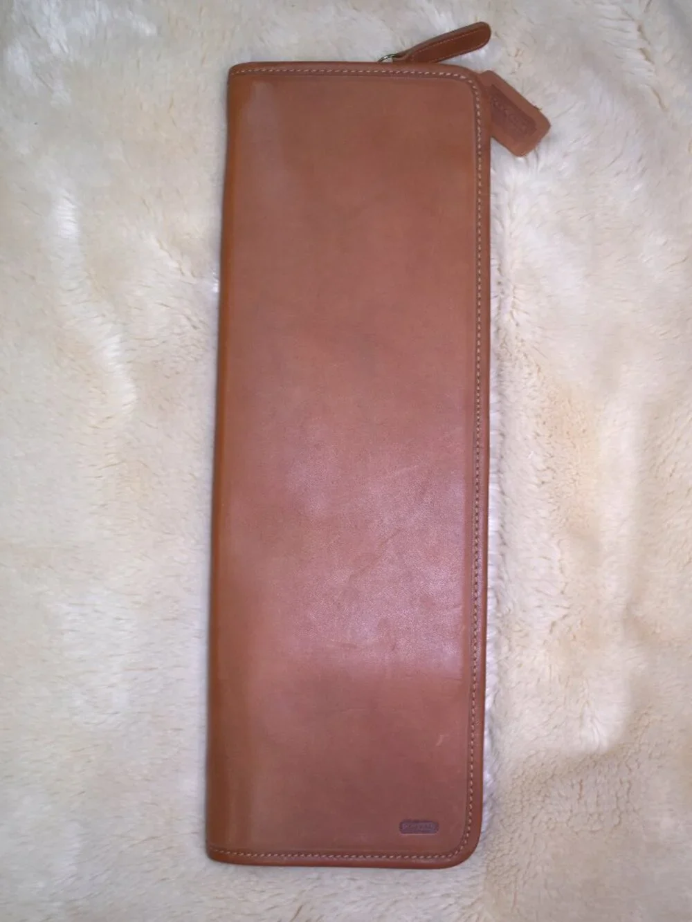 Coach Vintage Leather Tie Case Zip Travel Organizer Brown Leather Portfolio
